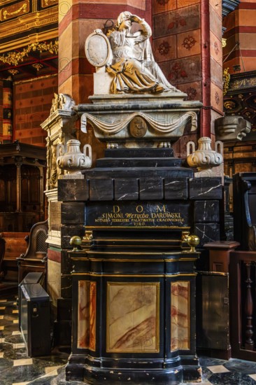 Memorials and marble busts of famous people, St. Mary's Church, 14th century, Krakow, Poland