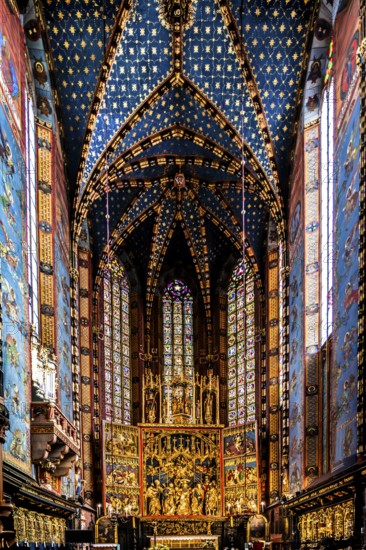 Choir room with high altar, Veit Stoß, St. Mary's Church, 1489, Krakow, Poland