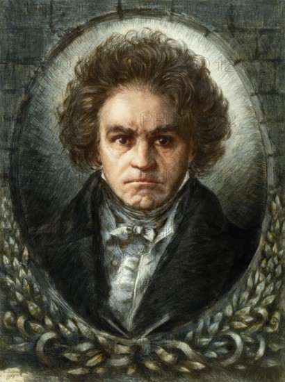 Ludwig van Beethoven, 1770 -1827, German composer, etching by Willy Rudinoff, c. 1930, subsequently colored