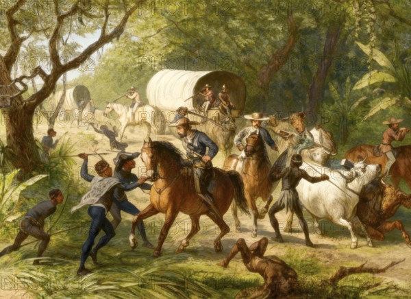 Attack On An English Convoy, scene from the Cape Frontier Wars, South Africa