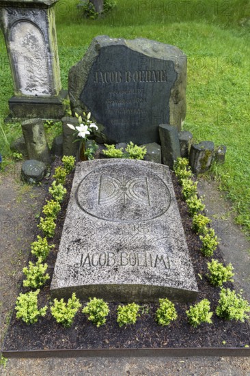 Jacob Böhme's grave at St. Nicholas Cemetery in Görlitz, Saxony, Germany