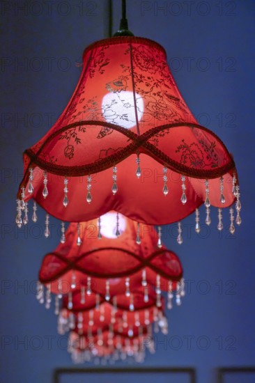 Five hanging lamps in a hotel, England, Great Britain