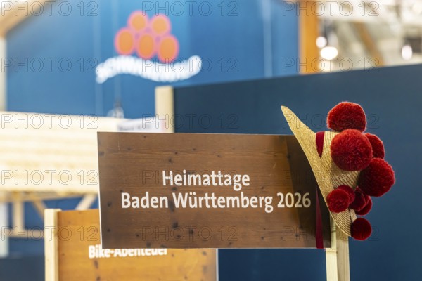 Advertisement for Heimattage Baden-Württemberg 2026 in Oberkirch in the Black Forest during CMT. Stuttgart, Baden-Württemberg, Germany