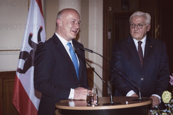 Kai Wegner, Governing Mayor of Berlin, gives a speech in front of a dinner in honor of the honorary citizen of Berlin, Federal President Frank-Walter Steinmeier, given by Kai Wegner, at Berlin's Red Town Hall on 28.01.2026