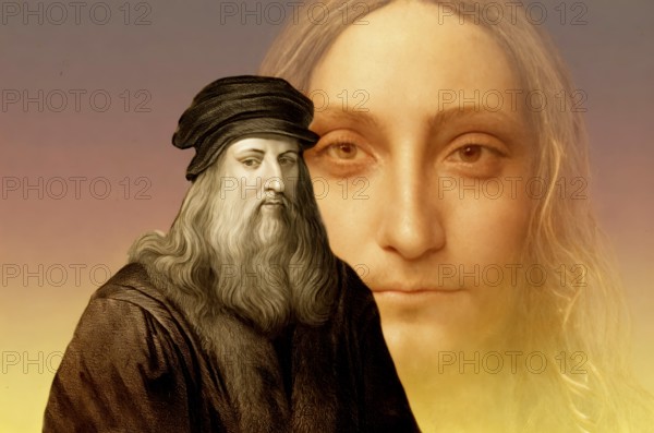 Leonardo da Vinci, 1452 - 1519, Italian painter, sculptor, architect and engineer, the painting Salvator Mundi, Savior of the World, digitally edited