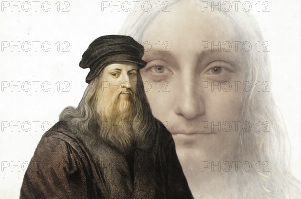 Leonardo da Vinci, 1452 - 1519, Italian painter, sculptor, architect and engineer, the painting Salvator Mundi, Savior of the World, digitally edited