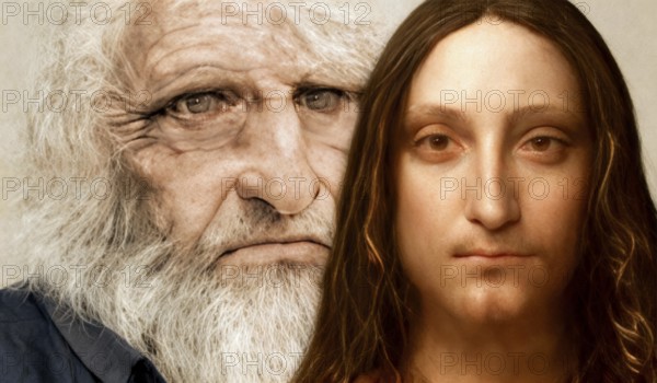 Leonardo da Vinci, 1452 - 1519, Italian painter, sculptor, architect and engineer, the painting Salvator Mundi, Savior of the World, digitally edited