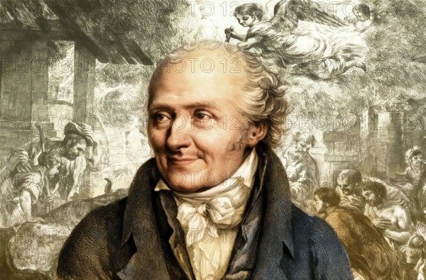 Dominique Vivant, Baron Denon, 1747 – 1825, French artist, writer, diplomat, author and archaeologist, Adoration des bergers, Worship of shepherds, digitally edited