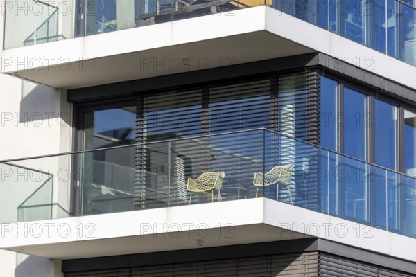 Modern blinds or modern external blinds on the window of a new residential building