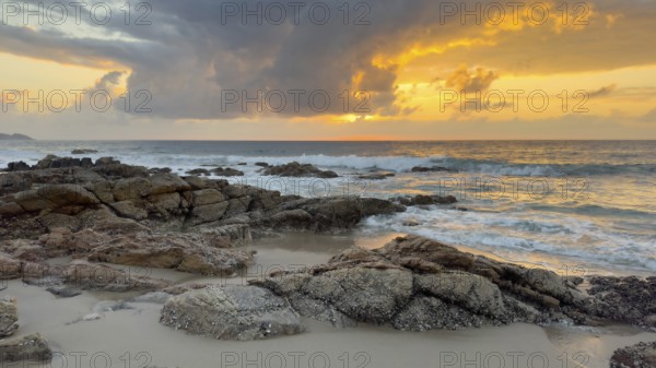Sunrise on the beach, coast near Sadah, Oman