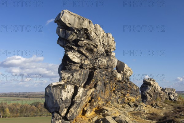 Teufelsmauer, Devil's Wall, eroded sandstone rock formation Mittelsteine near Weddersleben in the Harz Mountains, Saxony-Anhalt, Germany