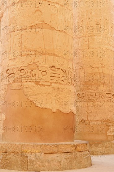 Columns with relief, Karnak Temple, Luxor, Egypt