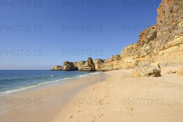 Beach and rocky coast, Praia da Marinha, Algarve, Portugal