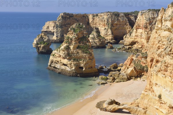 Beach and rocky coast, Praia da Marinha, Algarve, Portugal