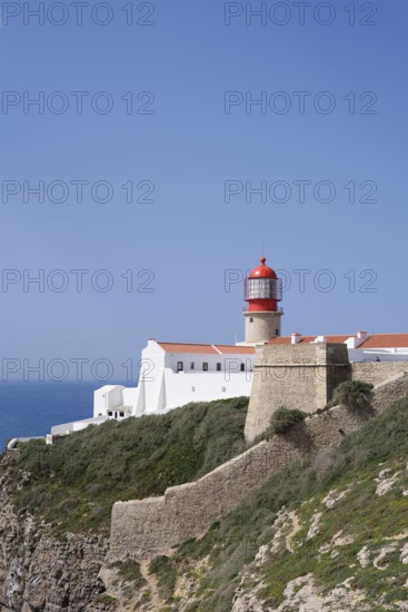 Lighthouse on the Cliff, Cabo de Sao Vicente, Cabo de São Vicente, Sagres, Algarve, Portugal