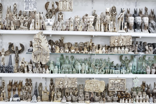 Alabaster sculptures and figurines in a shop, Luxor, Egypt