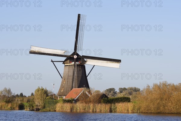 Historic windmill, UNESCO World Heritage Site, Kinderdijk, South Holland, Netherlands