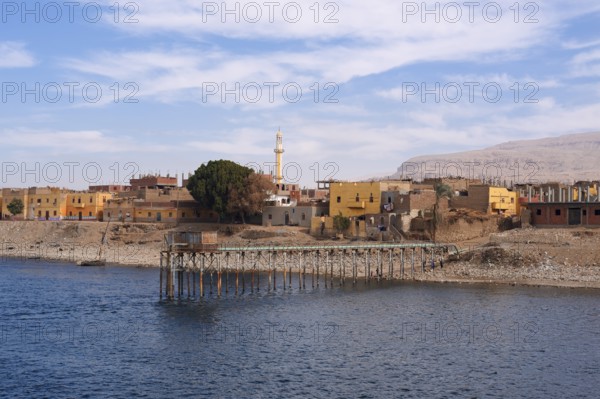 Houses on the banks of the Nile near Esna, Egypt