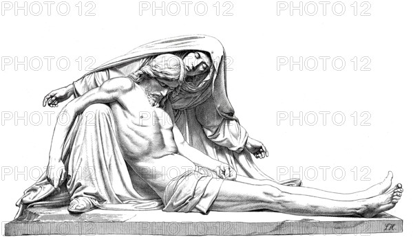 Mother of Sorrows, Mater Dolorosa, specific depiction of the Virgin Mary in a Christian context, which addresses her profound grief for her son Jesus Christ, authentic, digitally restored reproduction from a 19th century model, exact date of presentation unknown, historical