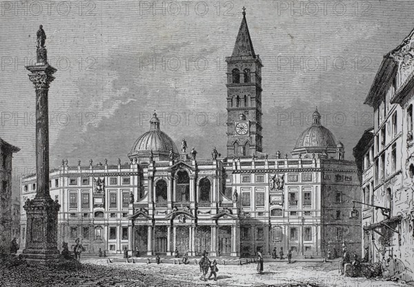 The church of Santa Maria Maggiore, also Santa Maria della Neve, Santa Maria ad Praesepe or Basilica Liberiana is one of the four papal basilicas in Rome in the rank of Basilica Maior and one of the seven pilgrim churches, around 1880, Italy, authentic, digitally restored reproduction from a 19th century original, exact date of presentation unknown, historical