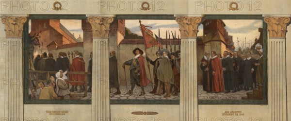 The inauguration of the original university in Abo, now Turku, Finland, took place on March 26, 1640, illustration, reproduction from a 19th-century model. Authentic, file restored for optimal use, exact date of submission unknown, historical
