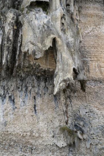 Natif waterfall, limestone deposits, Oman