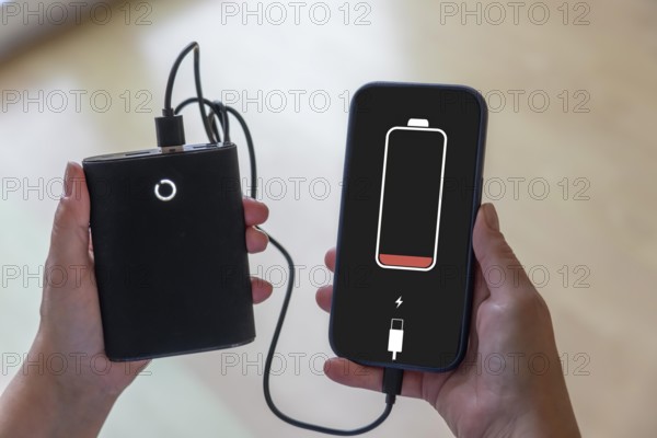 Power banks for charging mobile phones, small, portable, for everyday use and emergency preparedness in the event of a power failure, blackout, energy supply