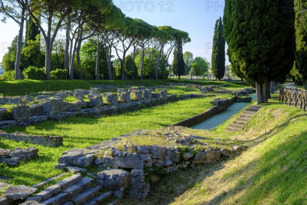 Roman port, former Roman river port, Basilica of Aquileia, St. Hermagor, Aquileia near Grado, Julian Friuli, Adriatic Sea, Italy