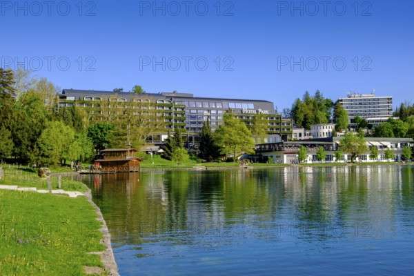 Waterfront hotels, spa town, Bled, Lake Bled, Slovenia