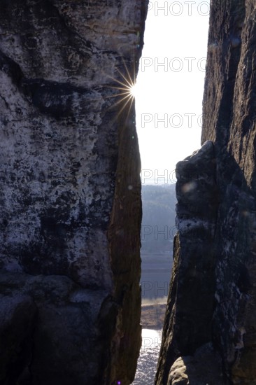 Elbe Sandstone Mountains, bastion area, winter, Saxony, Germany