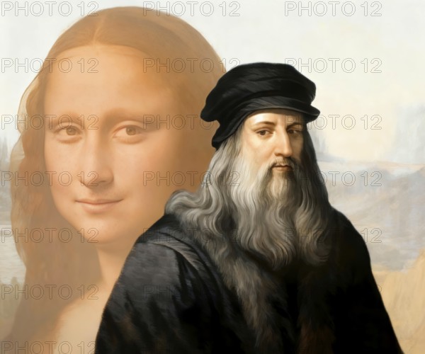 Leonardo da Vinci, 1452 - 1519, Italian painter, sculptor, architect and engineer, the painting la Gioconda, Mona Lisa, digitally edited