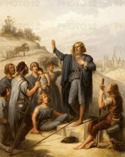 Thomas Müntzer, 1489 – 1525, German preacher and theologian, digitally edited after a print by Christoffel Van Sichem