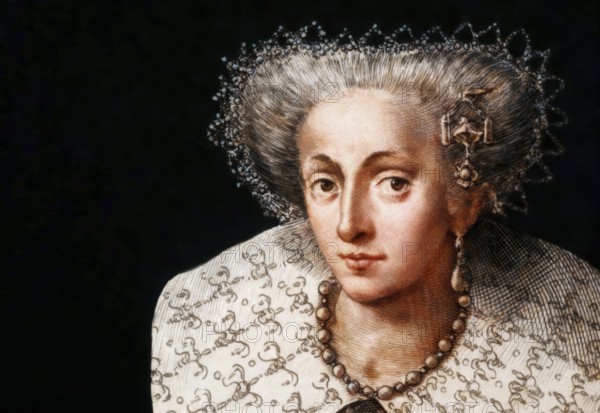 Anne of Denmark, 1574 - 1619, wife of James VI and I, James Charles Stuart, 1566 – 1625, King of England, digitally edited