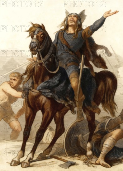 Clovis, Chlodovechus, Chlodwig I, Chlodowech, 466-511, King of the Franks of the Merovingian dynasty, at the Battle of Tolbiac, 5th century