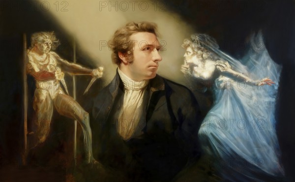 Henry Fuseli or Johann Heinrich Füssli, 1741 – 1825, Swiss painter, draughtsman and writer, digitally edited after Northcote, 1778, Lady Macbeth Seizing the Daggers, scene from The Tragedy of Macbeth by William Shakespeare