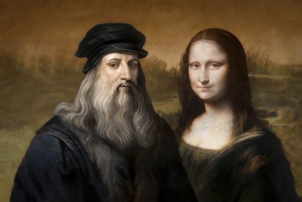 Leonardo da Vinci, 1452 - 1519, Italian painter, sculptor, architect and engineer, the painting la Gioconda, Mona Lisa, digitally edited