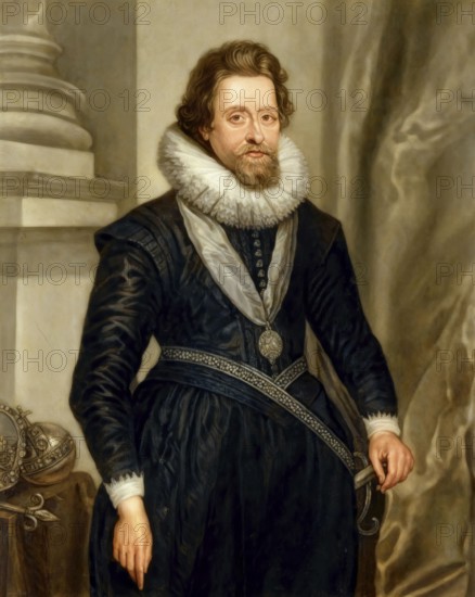 James VI and I, James Charles Stuart, 1566 – 1625, King of England, Scotland and Ireland, digitally edited