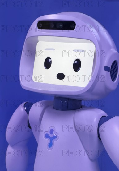 QtRobot is an expressive social robot that was developed for autistic people and speaks with a child's voice, child scheme, AI, exhibition, Germany