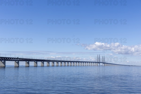 Öresund Bridge, Øresundsbrön, world's longest cable car bridge, connecting Copenhagen with Malmö, Denmark, Sweden