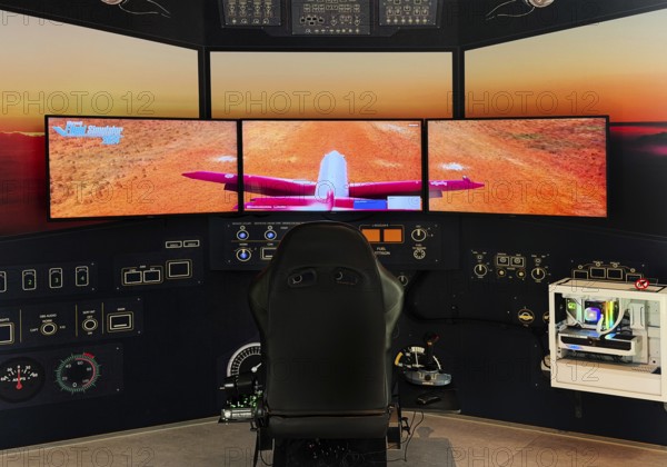 Flight simulator for computer games for entertainment purposes, Heinz Nixdorf MuseumsForum, Paderborn, North Rhine-Westphalia, Germany