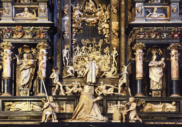 Fürstenberg tomb in the northern aisle of Heinrich Gröninger, Hoher Dom, Paderborn, Ostwestfalen-Lippe, North Rhine-Westphalia, Germany