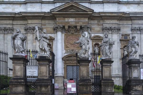 Sacred sculpture in front of St. Peter and Paul Church, Krakow, Poland