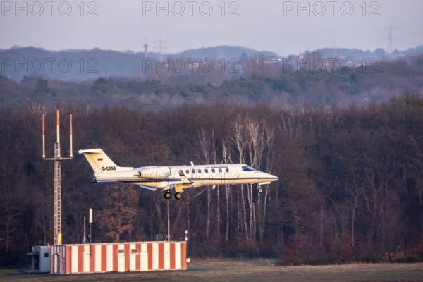 Quick Air Jet Charter, Bombardier Learjet 45XR, Air Ambulance, provider of air ambulance services, flies medical flights worldwide, special intensive transport aircraft lands at Cologne/Bonn Airport, North Rhine-Westphalia, Germany