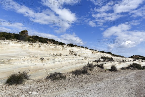 Chalk cliffs in the Capo Bianco Nature Reserve, Eraclea Minoa, near Agrigento, Sicily, Italy