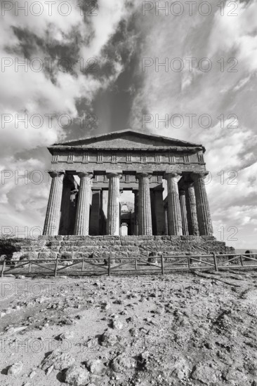 Temple of Concordia, Valley of the Temples, monochrome, Agrigento, Sicily, Italy