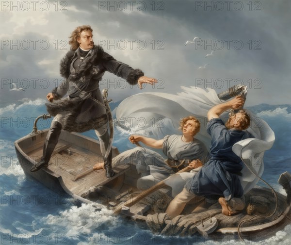 Storm at the Lake Ladoga, Peter the Great, Peter I or Pyotr Alexeyevich Romanov, 1672-1725, Emperor of the Russian Empire, digitally optimized