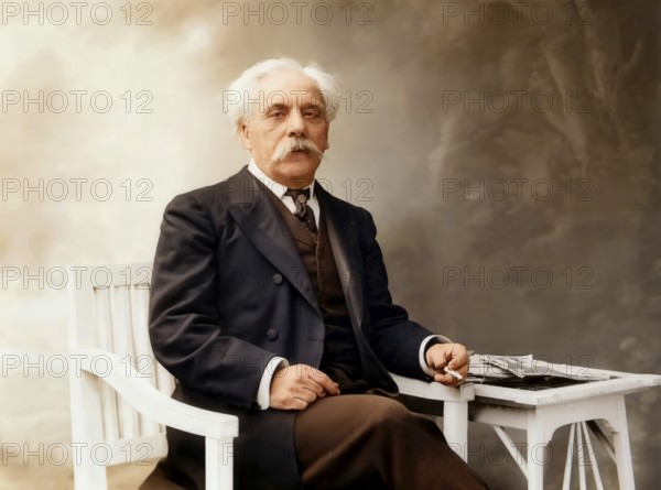 Portrait of Gabriel Urbain Fauré, 1845 – 1924, French composer, digitally edited according to a photograph by Nadar, 1905