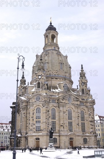 View of Church of Our Lady Dresden in winter, Saxony, Germany