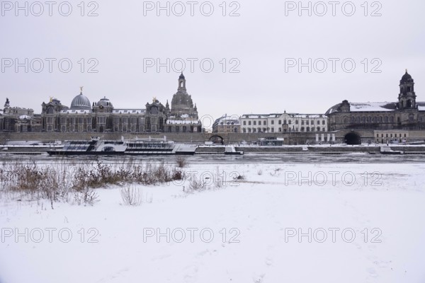 View of Church of Our Lady Dresden in winter, Saxony, Germany