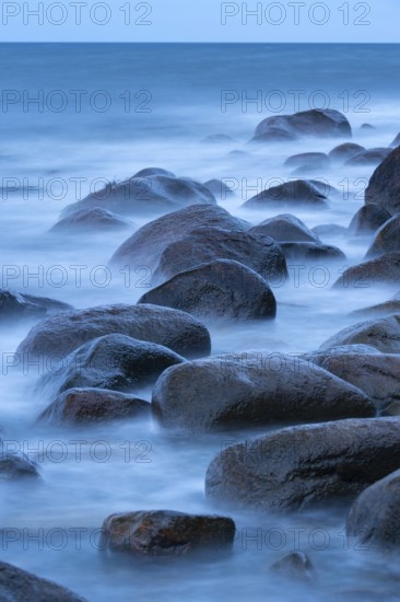 Evening on the chalk coast in Jasmund National Park, FelSs, Baltic Sea, Rügen, Lohme, Mecklenburg-Western Pomerania, Germany
